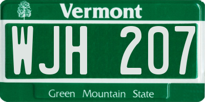 VT license plate WJH207
