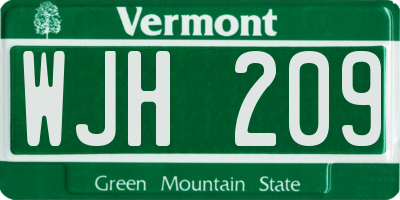 VT license plate WJH209