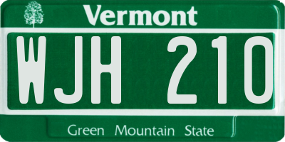 VT license plate WJH210