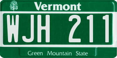 VT license plate WJH211