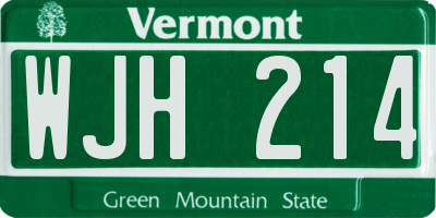 VT license plate WJH214
