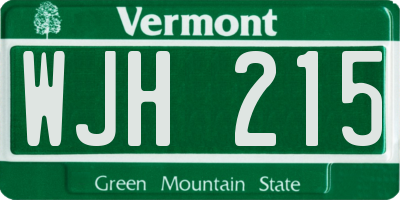 VT license plate WJH215