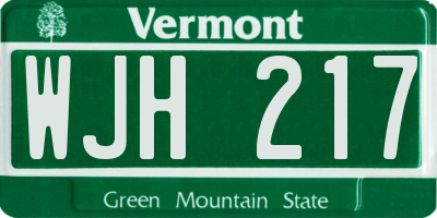 VT license plate WJH217