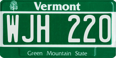 VT license plate WJH220