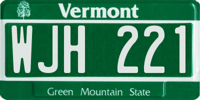 VT license plate WJH221