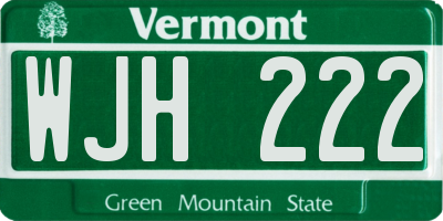 VT license plate WJH222
