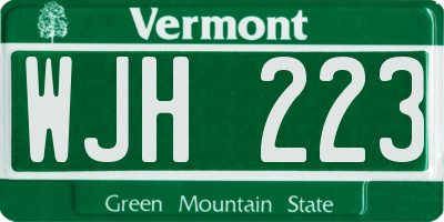 VT license plate WJH223