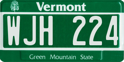 VT license plate WJH224