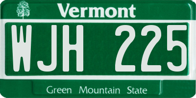 VT license plate WJH225