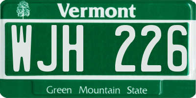 VT license plate WJH226