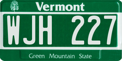 VT license plate WJH227