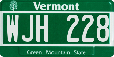 VT license plate WJH228