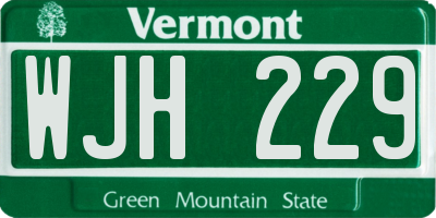 VT license plate WJH229