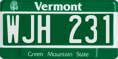 VT license plate WJH231