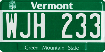 VT license plate WJH233