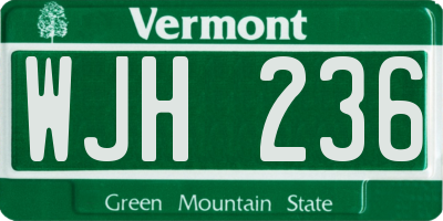 VT license plate WJH236