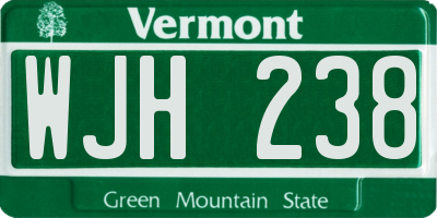 VT license plate WJH238