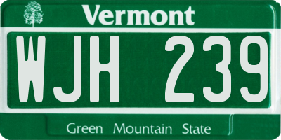 VT license plate WJH239