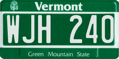VT license plate WJH240