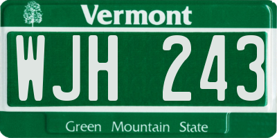VT license plate WJH243