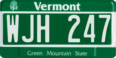 VT license plate WJH247