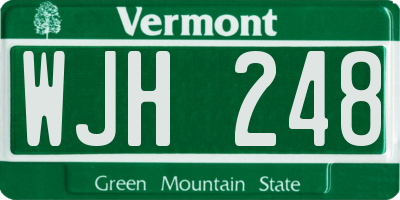 VT license plate WJH248