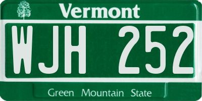 VT license plate WJH252