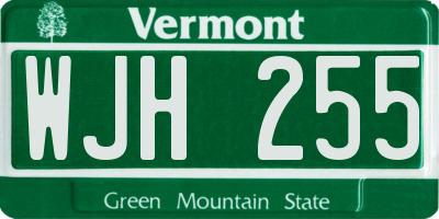 VT license plate WJH255