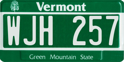 VT license plate WJH257