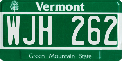 VT license plate WJH262
