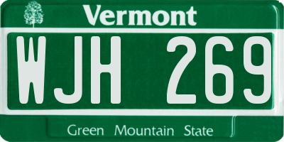 VT license plate WJH269