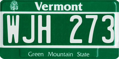 VT license plate WJH273
