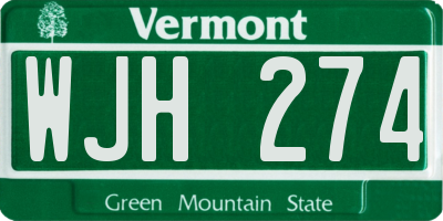 VT license plate WJH274