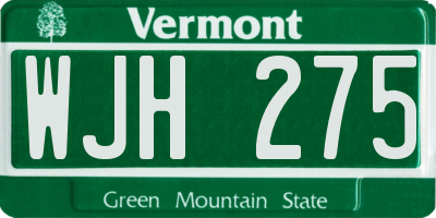VT license plate WJH275