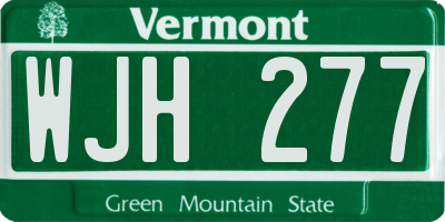 VT license plate WJH277
