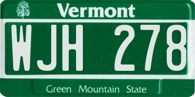 VT license plate WJH278