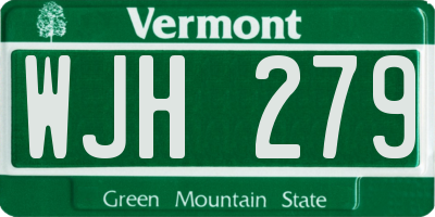 VT license plate WJH279