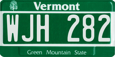 VT license plate WJH282