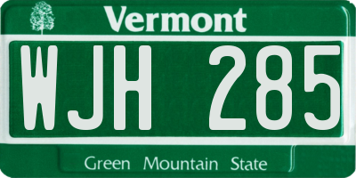 VT license plate WJH285