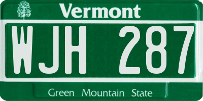 VT license plate WJH287
