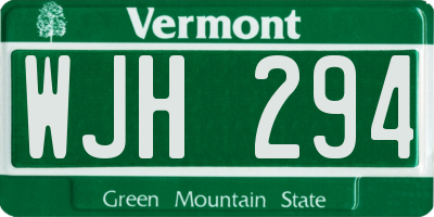 VT license plate WJH294