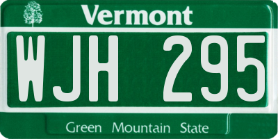 VT license plate WJH295