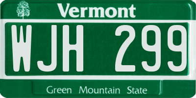 VT license plate WJH299