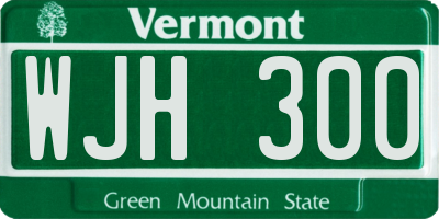 VT license plate WJH300
