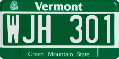 VT license plate WJH301