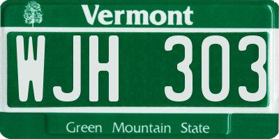 VT license plate WJH303