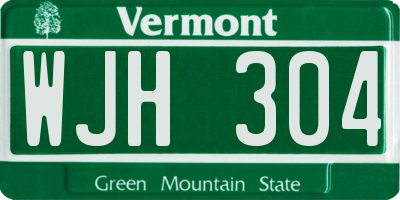 VT license plate WJH304