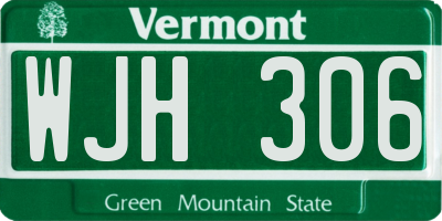 VT license plate WJH306