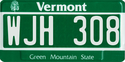 VT license plate WJH308