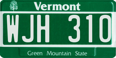 VT license plate WJH310